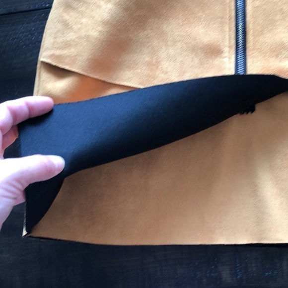 MISSGUIDED Faux Seude Scuba Asymmetrical Skirt Stretchy Size 4 Grunge Stretchy - Picture 9 of 13